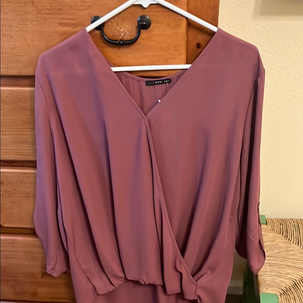 West Kei Purple Wrap Blouse 3/4 Sleeve